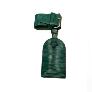 Rare Louis Vuitton Borneo Green Epi Leather Luggage Tag with Poignet France